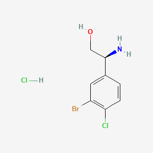 Chemical structure of (S)-2-Amino-2-(3-bromo-4-chlorophenyl)ethan-1-ol hydrochloride