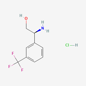 Chemical structure of (S)-2-Amino-2-(3-(trifluoromethyl)phenyl)ethanol hydrochloride