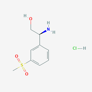 Chemical structure of (S)-2-Amino-2-(3-(methylsulfonyl)phenyl)ethan-1-ol hydrochloride