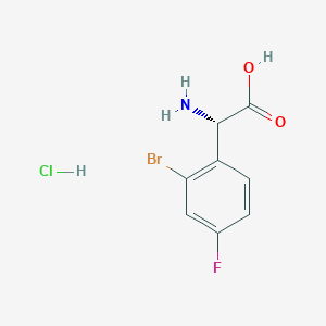 Chemical structure of (S)-2-amino-2-(2-bromo-4-fluorophenyl)acetic acid hcl