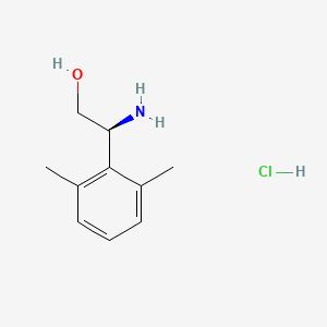 Chemical structure of (S)-2-Amino-2-(2,6-dimethylphenyl)ethan-1-ol hydrochloride