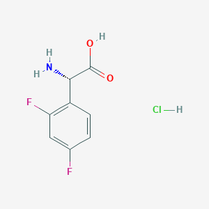 Chemical structure of (S)-2-Amino-2-(2,4-difluorophenyl)acetic acid hydrochloride