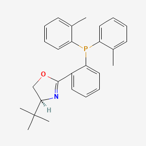 Chemical structure of (S)-2-[2-[Bis(2-tolyl)phosphino]phenyl]-4-tert-butyl-4,5-dihydro-oxazole