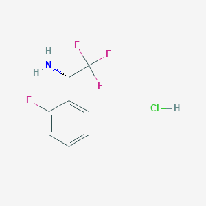 Chemical structure of (S)-2,2,2-Trifluoro-1-(2-fluorophenyl)ethan-1-amine hydrochloride