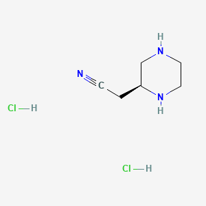 Chemical structure of (S)-2-(Piperazin-2-yl)acetonitrile dihydrochloride