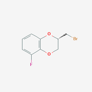 Chemical structure of (S)-2-(broMoMethyl)-5-fluoro-2,3-dihydrobenzo[b][1,4]dioxine