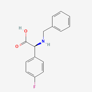 Chemical structure of (S)-2-(benzylamino)-2-(4-fluorophenyl)acetic acid