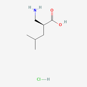Chemical structure of (S)-2-(Aminomethyl)-4-methylpentanoic acid hydrochloride
