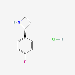Chemical structure of (S)-2-(4-Fluorophenyl)azetidine hydrochloride