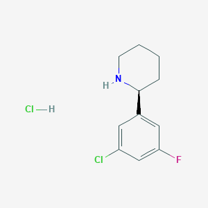 Chemical structure of (S)-2-(3-Chloro-5-fluorophenyl)piperidine hydrochloride