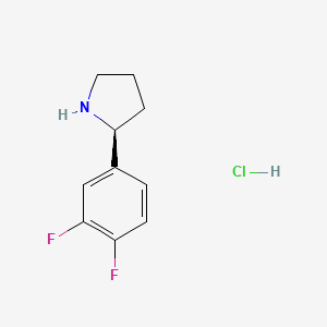 Chemical structure of (S)-2-(3,4-Difluorophenyl)pyrrolidine hydrochloride