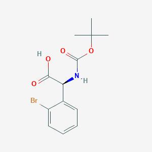 Chemical structure of (S)-2-(2-Bromophenyl)-2-((tert-butoxycarbonyl)amino)acetic acid