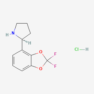 Chemical structure of (S)-2-(2,2-Difluorobenzo[d][1,3]dioxol-4-yl)pyrrolidine hydrochloride