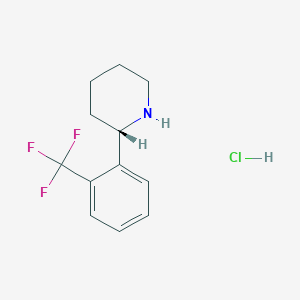 Chemical structure of (S)-2-(2-(Trifluoromethyl)phenyl)piperidine hydrochloride