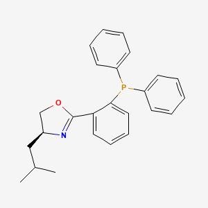 Chemical structure of (S)-2-(2-(Diphenylphosphanyl)phenyl)-4-isobutyl-4,5-dihydrooxazole