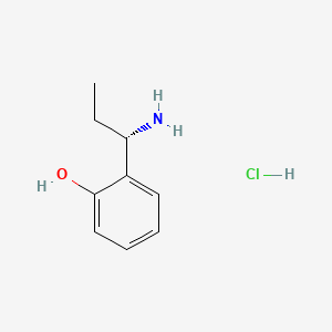 Chemical structure of (S)-2-(1-Aminopropyl)phenol hydrochloride