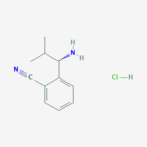 Chemical structure of (S)-2-(1-Amino-2-methylpropyl)benzonitrile hydrochloride