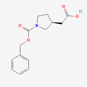 Chemical structure of (S)-2-(1-((Benzyloxy)carbonyl)pyrrolidin-3-yl)acetic acid