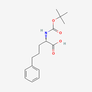Chemical structure of (S)-2-((tert-Butoxycarbonyl)amino)-5-phenylpentanoic acid