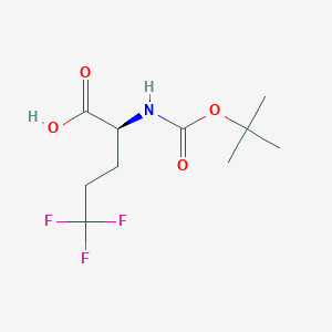 Chemical structure of (S)-2-((tert-Butoxycarbonyl)amino)-5,5,5-trifluoropentanoic acid
