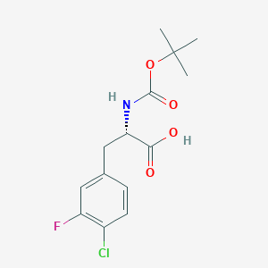 Chemical structure of (S)-2-((tert-Butoxycarbonyl)amino)-3-(4-chloro-3-fluorophenyl)propanoic acid