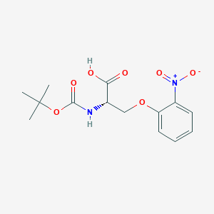 Chemical structure of (S)-2-((tert-Butoxycarbonyl)amino)-3-(2-nitrophenoxy)propanoic acid