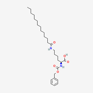 Chemical structure of (S)-2-(((benzyloxy)carbonyl)amino)-6-tetradecanamidohexanoic acid