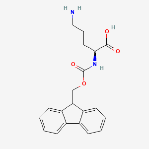 Chemical structure of (S)-2-((((9H-Fluoren-9-yl)methoxy)carbonyl)amino)-5-aminopentanoic acid