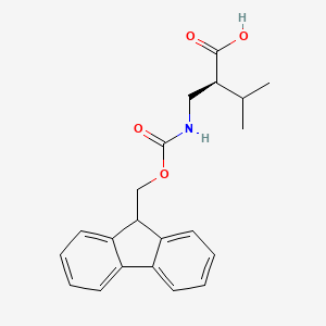 Chemical structure of (S)-2-(((((9H-Fluoren-9-yl)methoxy)carbonyl)amino)methyl)-3-methylbutanoic acid