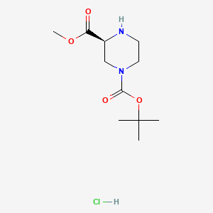 Chemical structure of (S)-1-tert-Butyl 3-methyl piperazine-1,3-dicarboxylate hydrochloride