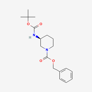 Chemical structure of (S)-1-Cbz-3-Boc-Aminopiperidine
