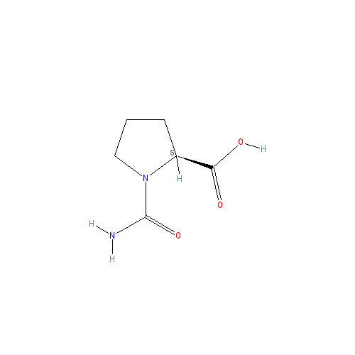 Chemical structure of (S)-1-carbamoylpyrrolidine-2-carboxylic acid