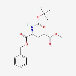 Chemical structure of (S)-1-Benzyl 5-methyl 2-((tert-butoxycarbonyl)amino)pentanedioate