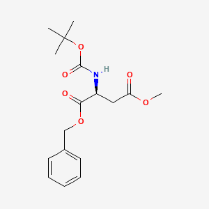 Chemical structure of (S)-1-Benzyl 4-methyl 2-((tert-butoxycarbonyl)amino)succinate