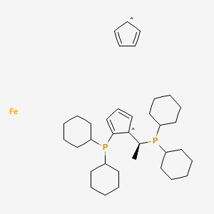 Chemical structure of (S)-1-[(S)-2-(Dicyclohexylphosphino)-ferrocenyl]ethyldicyclohexylphosphine