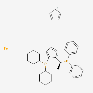 Chemical structure of (S)-1-[(R{p})-2-(Diphenylphosphino)ferrocenyl]ethyldicyclohexylphosphine