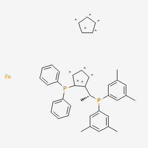 Chemical structure of (S)-1-[(R{p})-2-(Diphenylphosphino)ferrocenyl]ethyldi(3,5-xylyl)phosphine