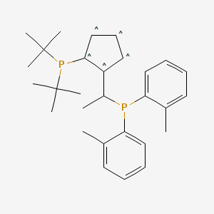 Chemical structure of (S)-1-[(R)-2-(DI-TERT.-BUTYLPHOSPHINO)FERROCENYL]ETHYLBIS(2-METHYLPHENYL)PHOSPHI