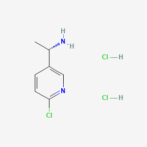 Chemical structure of (S)-1-(6-Chloropyridin-3-yl)ethan-1-amine dihydrochloride