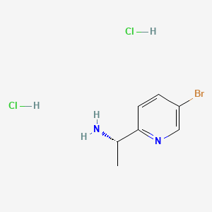 Chemical structure of (S)-1-(5-Bromopyridin-2-yl)ethanamine dihydrochloride