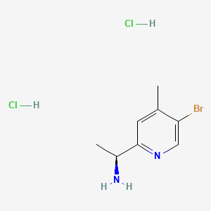 Chemical structure of (S)-1-(5-Bromo-4-methylpyridin-2-yl)ethanamine dihydrochloride
