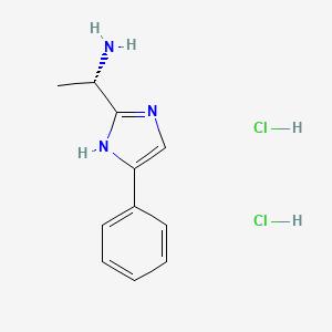 Chemical structure of (S)-1-(4-phenyl-1H-imidazol-2-yl)ethan-1-amine dihydrochloride