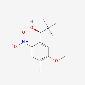 Chemical structure of (S)-1-(4-Iodo-5-methoxy-2-nitrophenyl)-2,2-dimethylpropan-1-ol