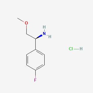 Chemical structure of (S)-1-(4-fluorophenyl)-2-methoxyethan-1-amine hydrochloride