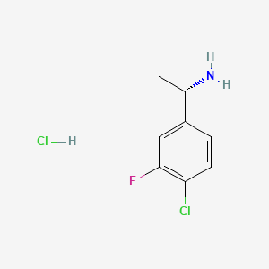 Chemical structure of (S)-1-(4-Chloro-3-fluorophenyl)ethanamine hydrochloride