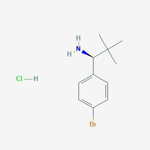 Chemical structure of (S)-1-(4-Bromophenyl)-2,2-dimethylpropan-1-amine hydrochloride