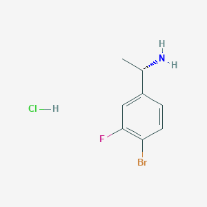 Chemical structure of (S)-1-(4-Bromo-3-fluorophenyl)ethanamine hydrochloride