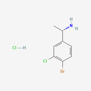 Chemical structure of (S)-1-(4-Bromo-3-chlorophenyl)ethanamine hydrochloride