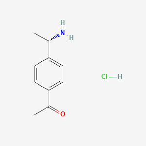 Chemical structure of (S)-1-(4-(1-Aminoethyl)phenyl)ethanone hydrochloride