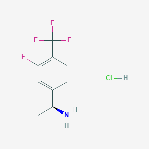 Chemical structure of (S)-1-(3-Fluoro-4-(trifluoromethyl)phenyl)ethanamine hydrochloride